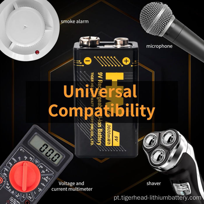4 PCS 9V 3600mWh baterias de lítio recarregáveis ​​com carregador